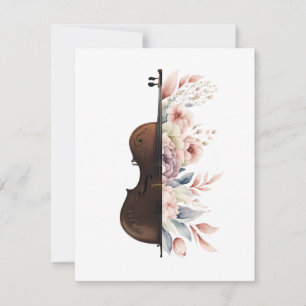 Tarjeta De Agradecimiento Violín con flores.