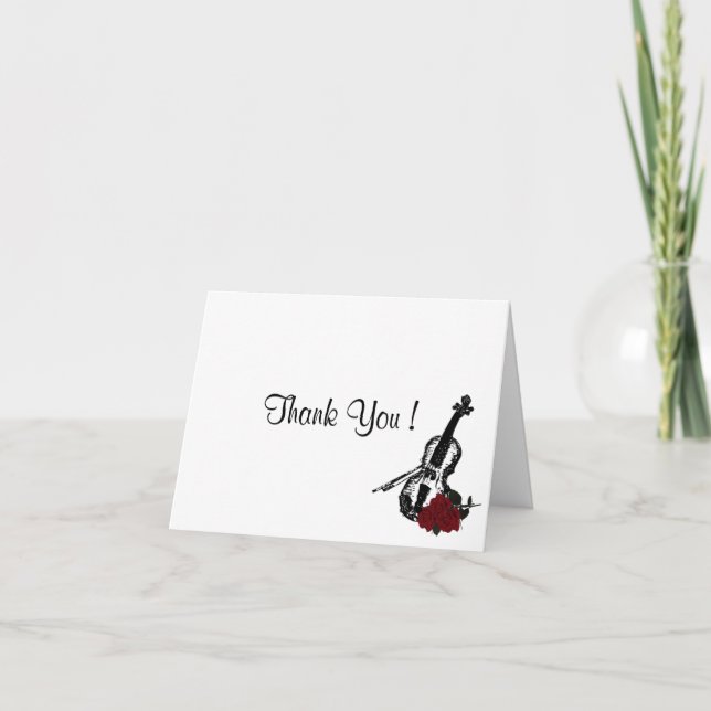 Tarjeta De Agradecimiento Violin Gracias Card Blank Interior (Anverso)