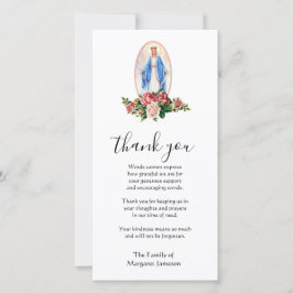 Tarjeta De Agradecimiento Virgen Católica María Condolencia Religiosa