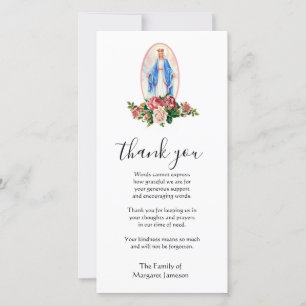 Tarjeta De Agradecimiento Virgen Católica María Condolencia Religiosa