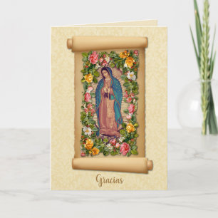 Tarjeta De Agradecimiento Virgen de Guadalupe Católica Española Gracias