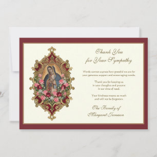 Tarjeta De Agradecimiento Virgen de Guadalupe Religiosa María Condolencias