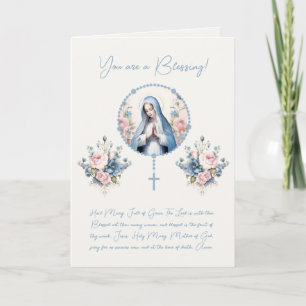 Tarjeta De Agradecimiento Virgen Floral Católica María Rosaria Escritura Ver