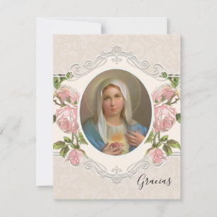 Tarjeta De Agradecimiento Virgen funeraria española María Religiosa Gracias