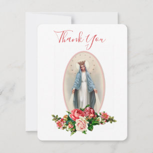 Tarjeta De Agradecimiento Virgen funeraria María Floral Católica