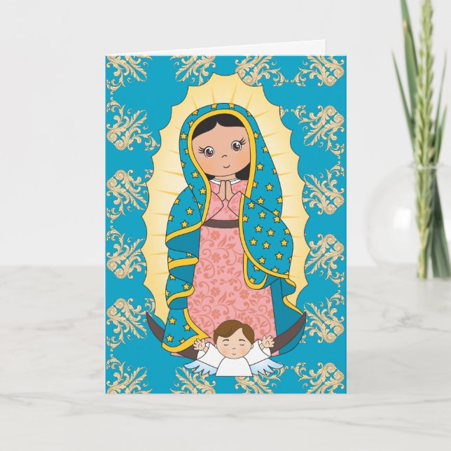 Tarjeta De Agradecimiento Virgen Guadalupe María Ángel (Anverso)
