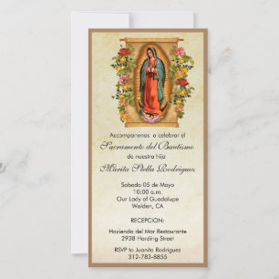 Tarjeta De Agradecimiento Virgen Guadalupe María Bautismo Español Navidad