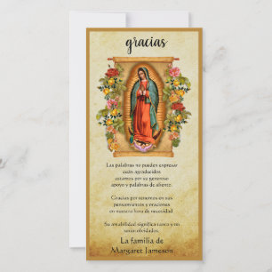 Tarjeta De Agradecimiento Virgen Guadalupe María Condolencia Funeral Español