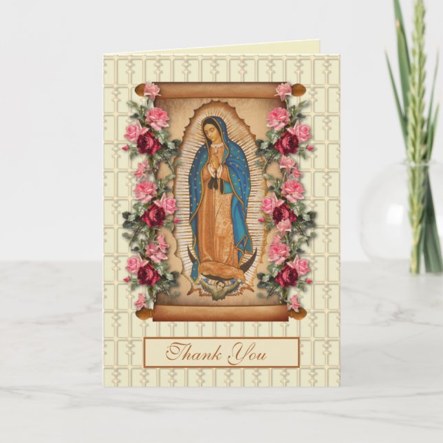 Tarjeta De Agradecimiento Virgen Guadalupe María Condolencia Funeral Español (Anverso)