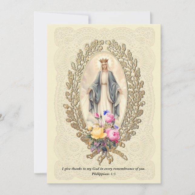 Tarjeta De Agradecimiento Virgen María Condolencia religiosa católica (Anverso)