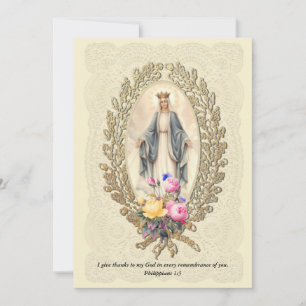 Tarjeta De Agradecimiento Virgen María Condolencia religiosa católica