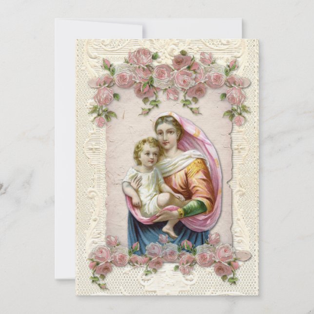 Tarjeta De Agradecimiento Virgen María Condolencia religiosa católica (Anverso)