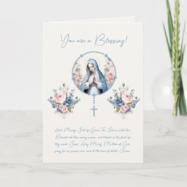 Tarjeta De Agradecimiento Virgen María Floral Católica Verso de la Escritura