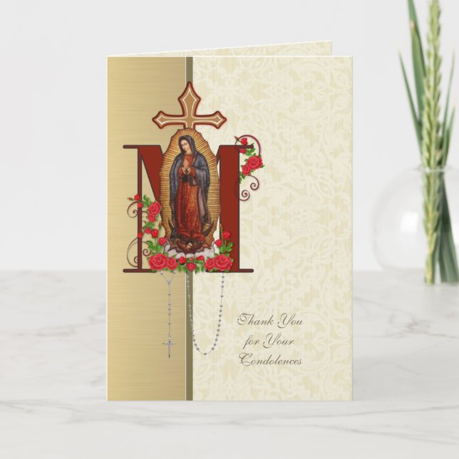Tarjeta De Agradecimiento Virgen María Guadalupe Condolencia religiosa (Anverso)
