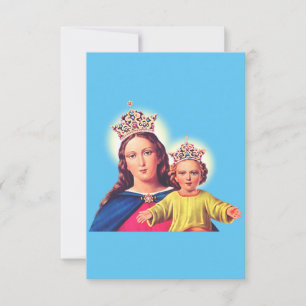 Tarjeta De Agradecimiento Virgen María reina con Jesús