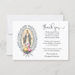 Tarjeta De Agradecimiento Virgen María Religiosa Gracias Condolencia