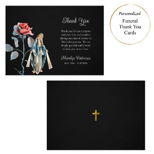 Tarjeta De Agradecimiento Virgen María Rosa Única Funeral Católico Romano