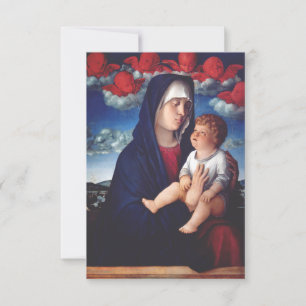 Tarjeta De Agradecimiento Virgen María y el Niño Arte Religioso Clásico