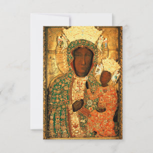 Tarjeta De Agradecimiento Virgen Negra y Niño Nuestra Señora de Czestochowa