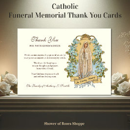 Tarjeta De Agradecimiento Virgen Religiosa Católica María Condolencia Floral
