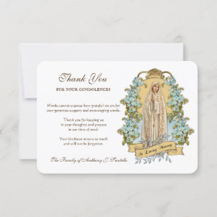 Tarjeta De Agradecimiento Virgen Religiosa Católica María Condolencia Floral