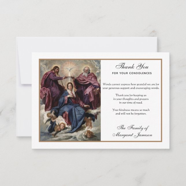 Tarjeta De Agradecimiento Virgen Religiosa Católica María Jesús Condolencia  (Anverso)