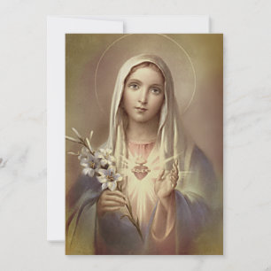 Tarjeta De Agradecimiento Virgen religiosa María Inmaculada Vintage del Cora