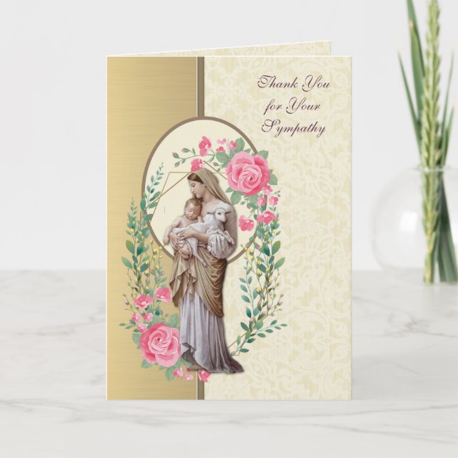 Tarjeta De Agradecimiento Virgen Religiosa María Jesús Condolencia Gracias (Anverso)