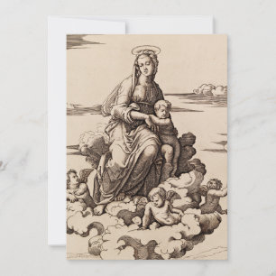 Tarjeta De Agradecimiento Virgen y Niño en las Nubes