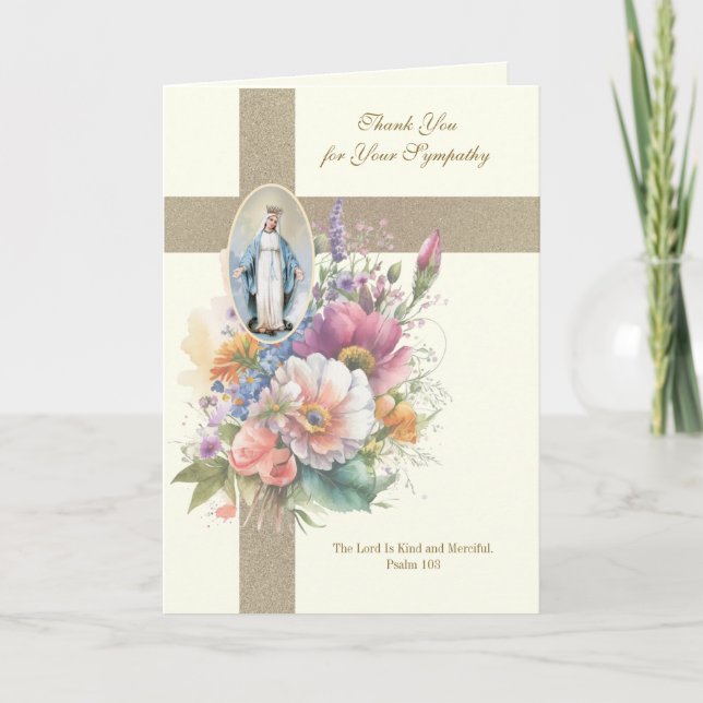 Tarjeta De Agradecimiento Virgin Mary Condolence Funeral Gracias (Anverso)