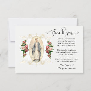 Tarjeta De Agradecimiento Virgin Mary Religious Gracias Condolencia