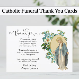 Tarjeta De Agradecimiento Virgin Mary Religious Gracias Condolencia
