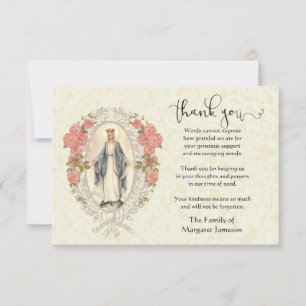 Tarjeta De Agradecimiento Virgin Mary Religious Gracias Condolencia