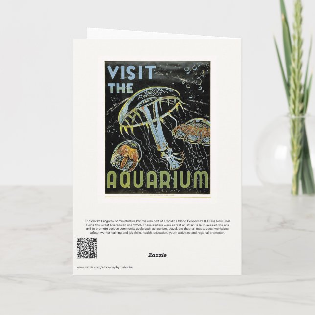 Tarjeta De Agradecimiento Visita el Acuario - Poster WPA Jellies, Jellyfish (Reverso)