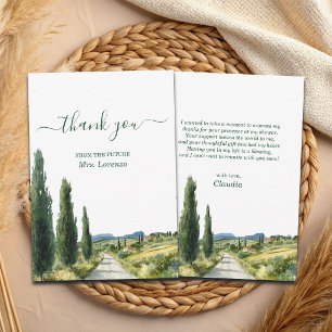 Tarjeta De Agradecimiento Vista italiana elegante caligrafía ducha nupcial