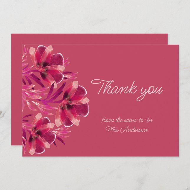 Tarjeta De Agradecimiento Viva Magenta Floral (Anverso / Reverso)