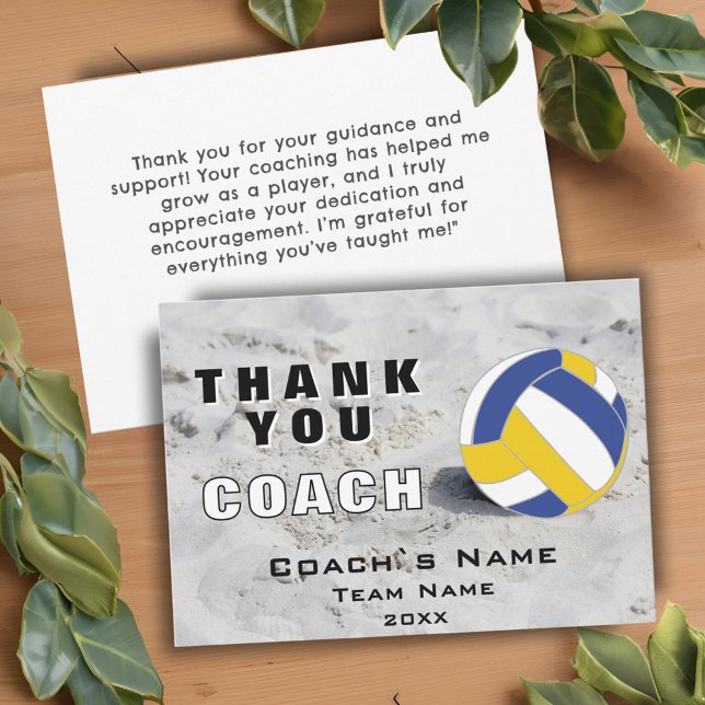 Tarjeta De Agradecimiento Voleibol Ball Sand Gracias Coach Card (Subido por el creador)