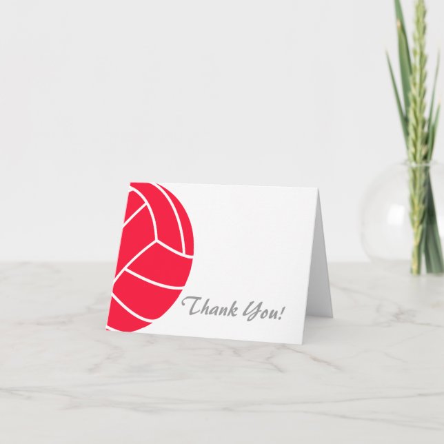 Tarjeta De Agradecimiento Voleibol del rojo del escarlata (Anverso)