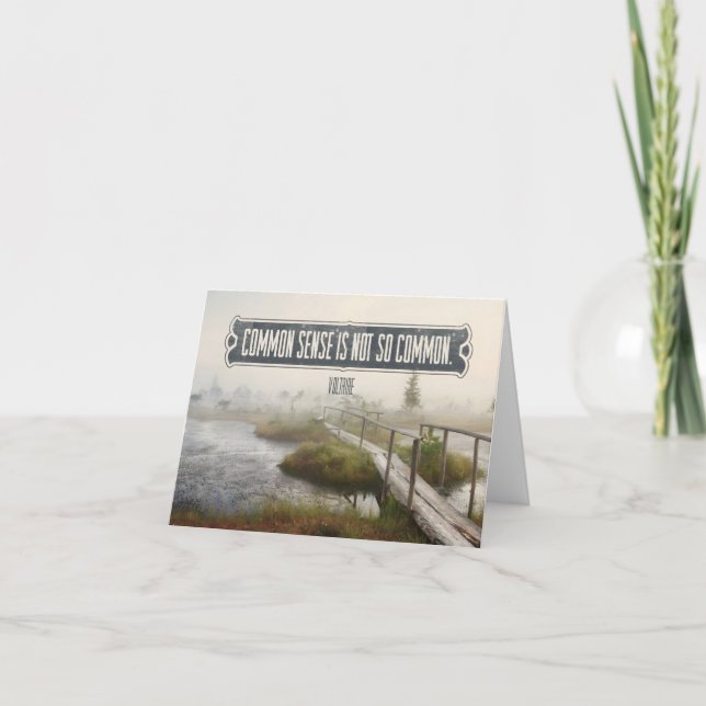 Tarjeta De Agradecimiento Voltaire Inspiradora cita "sentido común" (Anverso)