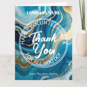 Tarjeta De Agradecimiento Voluntarios Gold y Blue elegante gracias