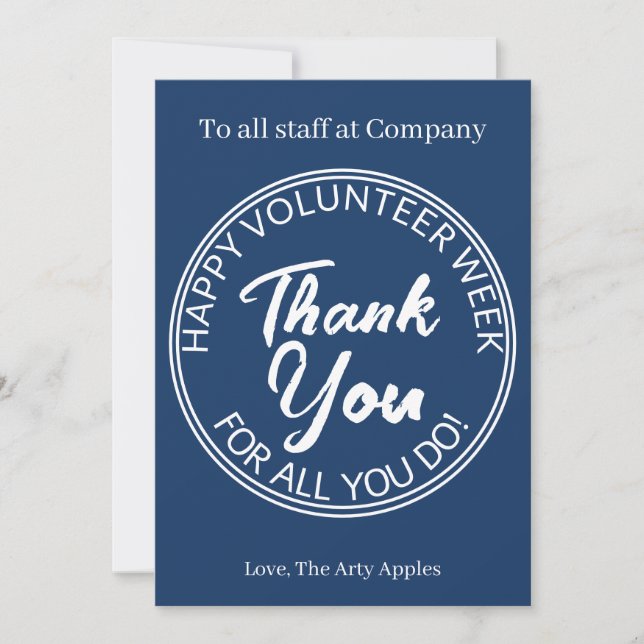 Tarjeta De Agradecimiento Voluntarios gracias (Anverso)