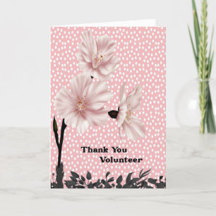 Tarjeta De Agradecimiento Voluntarios gracias con flores rosas