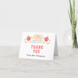 Tarjeta De Agradecimiento Volver a la escuela | Manzanas y libros | Gracias