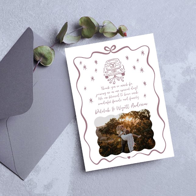 Tarjeta De Agradecimiento Votos caprichosos | Doodle dibujado a mano | (Subido por el creador)