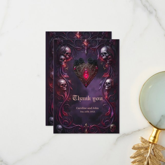 Tarjeta De Agradecimiento Vows Beyond the Veil – Gothic Wedding (Anverso/Reverso In Situ)