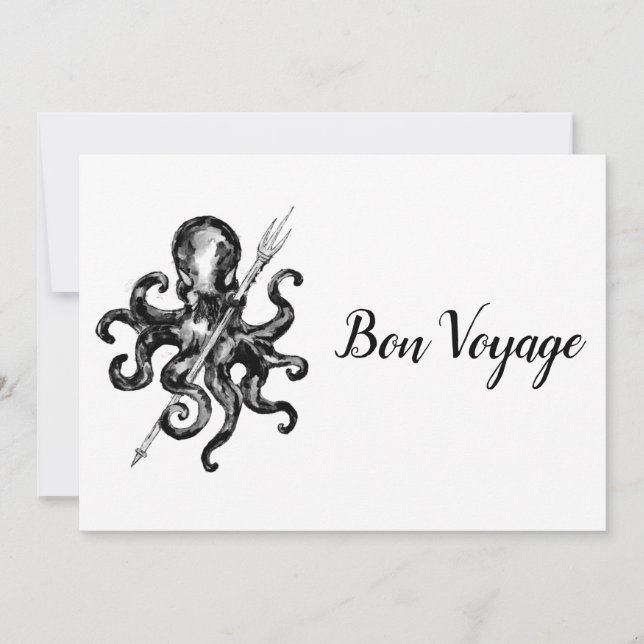 Tarjeta De Agradecimiento Voyage de pulpo negro (Anverso)