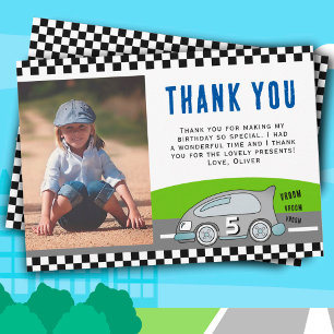Tarjeta De Agradecimiento Vroom Carreras Car Road Boy Foto Cumpleaños