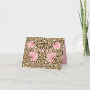 Tarjeta De Agradecimiento W Morris Pimpernel Pattern en rosa y sepia