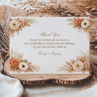 Tarjeta De Agradecimiento Warm Autumn Floral Gratitude