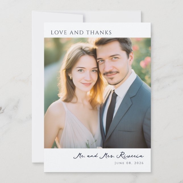 Tarjeta De Agradecimiento Warm Beige Romantic Photo (Anverso)